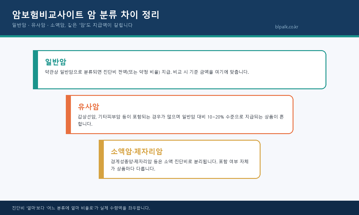 암보험비교사이트 일반암 유사암 소액암 분류 차이 인포그래픽